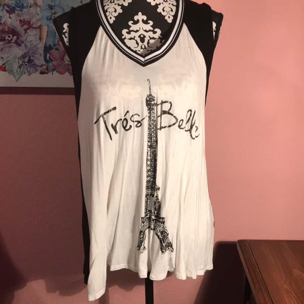 Flowy black and white Eiffel Tower tank